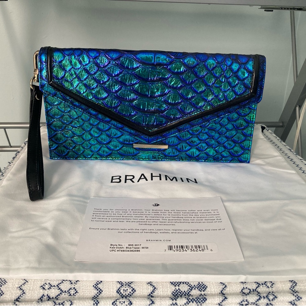 Brahmin Kaia Clutch/Wristlet in RARE Blue Topaz Empyrean